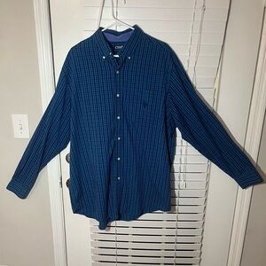 XLT NWOT Men's Chaps Dark Blue and Black Plaid Long-Sleeve Button Down Shirt